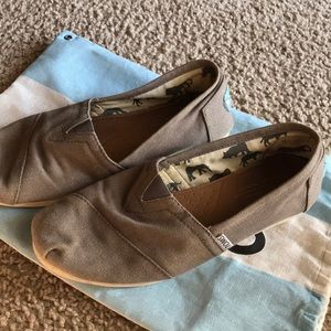 Gray TOMS Slip Ons